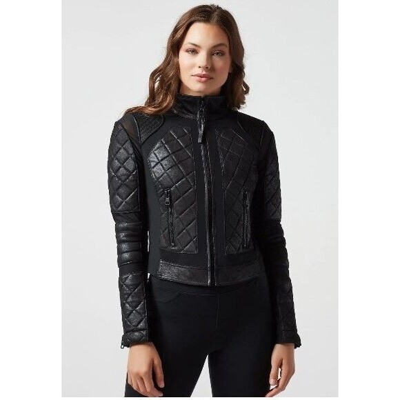 Blanc Noir Vintage Inspired Mesh Moto Jacket 100% Black Leather Retail $279 M - Picture 1 of 10